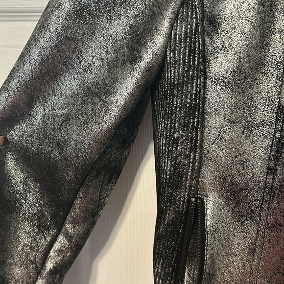 Rebecca Elliot Silver Metallic Bomber Jacket - Picture 3 of 7